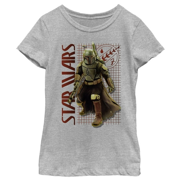 Girl's Star Wars: The Book of Boba Fett Action Grid Logo Graphic Tee Athletic Heather X Small
