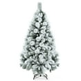 thumbnail image 1 of Costway 5ft Snow Flocked Hinged Artificial Slim Christmas Tree with Pine Needles, 1 of 10