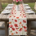 thumbnail image 4 of Red Poppy Table Runner 70 Inches, Spring Summer Flowers Botanical Rustic Bed Runner Dresser Scarves Tabletop for Indoor Outdoor Parties/Ceremony/Banquet, 13" x 70", 4 of 9