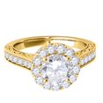 thumbnail image 2 of Aonejewelry 1 Ct. Halo Round Diamond Antique Milgrained Engagement Ring In 14k Yellow Gold, 2 of 4