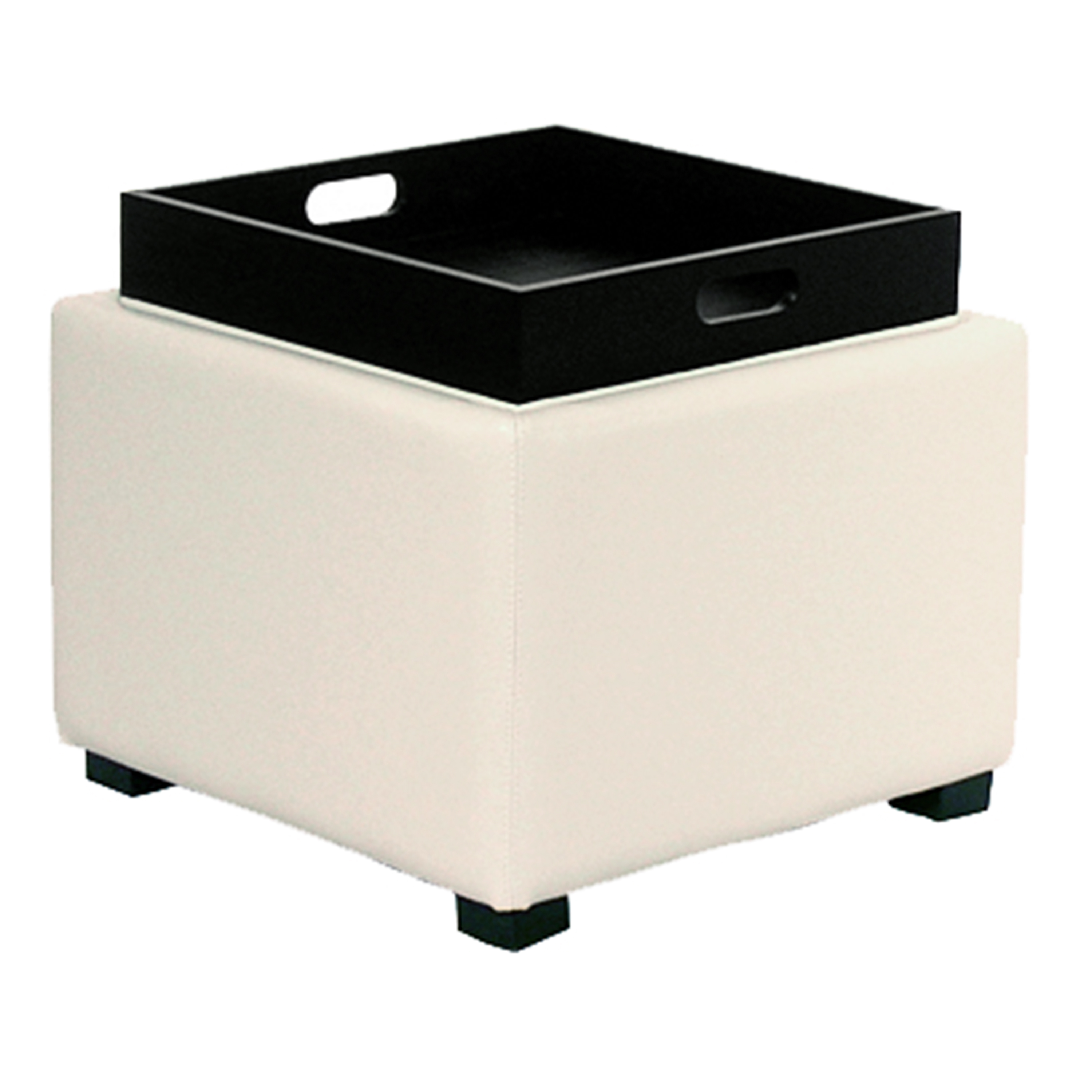 Cameron Square Storage Ottoman With Tray, Multiple Colors