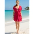thumbnail image 3 of HAPPY BAY Women's Beachwear Summer Swim Beach Cover ups for Swimwear Bikini Sheer Chiffon Cover up Dress Bathing Suit Swimsuit Coverups for Women 2X-3X Solid Plain, Dark Pink, 3 of 5