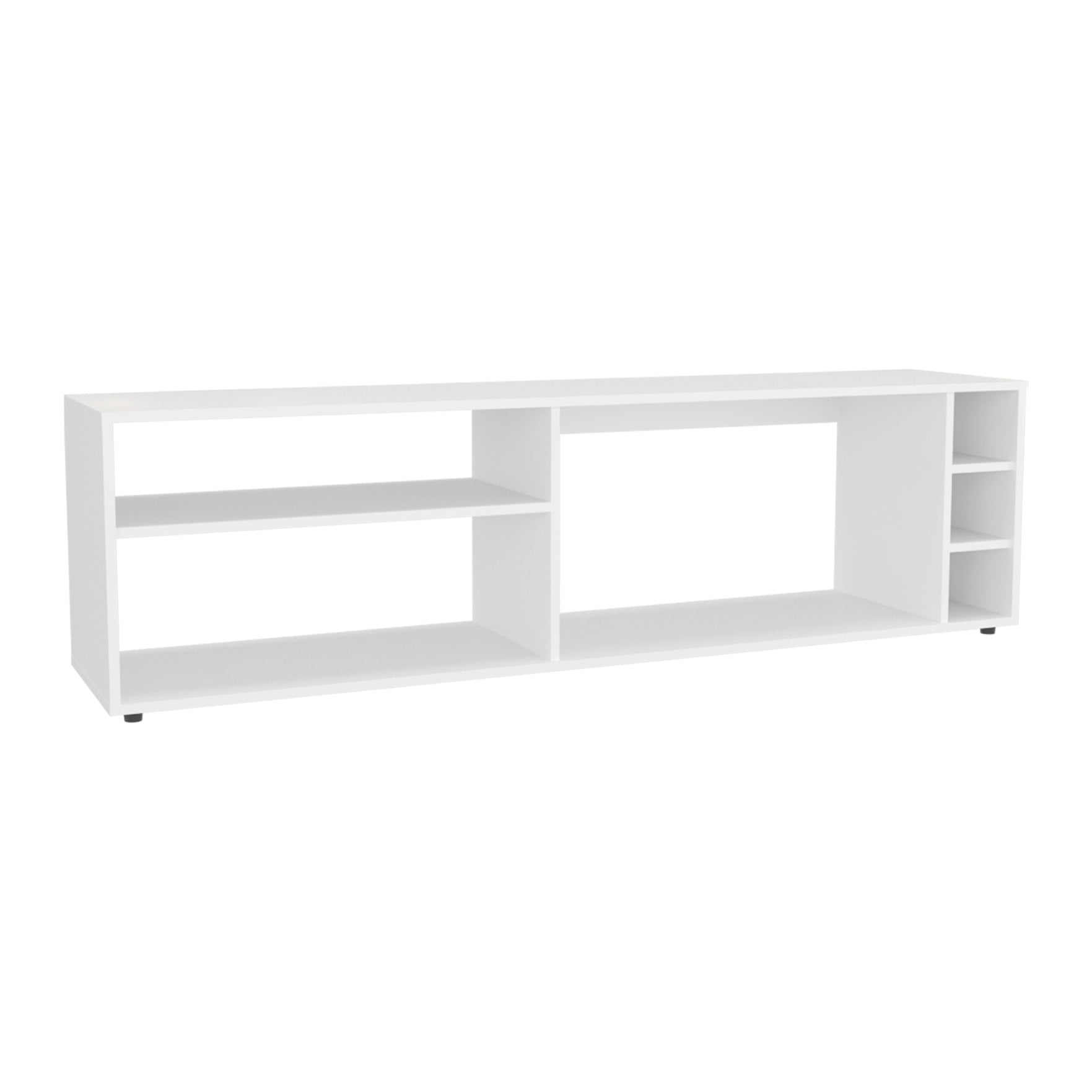63" Width, White Finish - Cable Management for Clutter - Free - Living Room - Versatile Storage Options