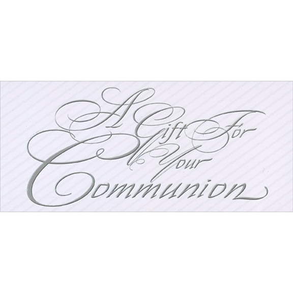 Designer Greetings Formal Silver Script Gift For Your Communion 1st / First Communion Gift Card or Money Holder Congratulations Card