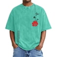 thumbnail image 2 of Washed Vintage T Shirts for Men 2026 Summer Casual Short Sleeve Crewneck Rose Flower Graphic Tees, 2 of 4