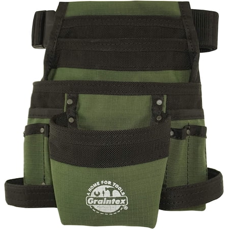 UPC: 0819972024286 | GRAINTEX CS2428 10-Pockets Hunter Green Finisher Tool Pouch Rip-stop Canvas with 2  Webbing Belt for Constructors  Electricians  Plumbers  Handymen
