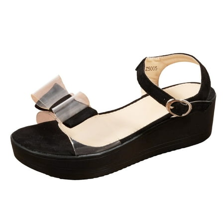 

Ladies Fashion Summer Transparent Butterfly Open Toe Buckle Thick Sole Sandals