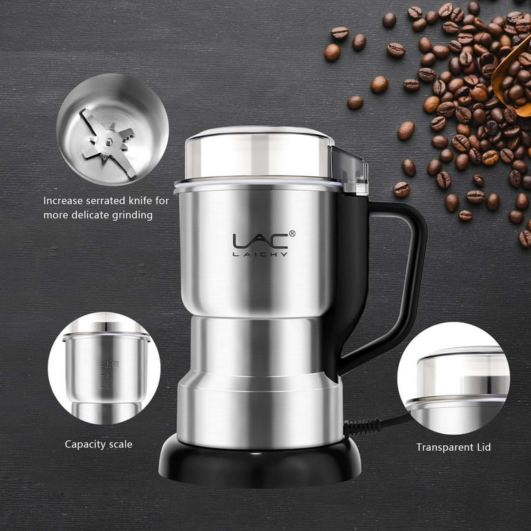 LAC LAICHY Coffee and Spice Grinder 150W 4-Blade Handle Design