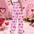 thumbnail image 6 of LWavelet Soft Fabric Heart Print Wide Leg Pants Women Valentine's Day Casual Wear Purple Pink XL, 6 of 6