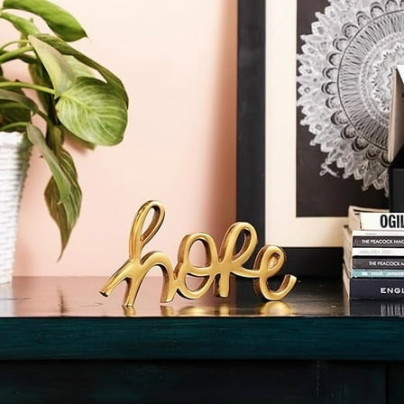 AVOKA Words Hope Sign Decor | Decorative items For Home Living Room | Metal Word Sign Board