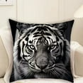 thumbnail image 5 of Lilixerw Tiger Animal Print Linen Pillow Cover 18x18 Inch,with Zipper,Animal Decorative Cushion Cover for Sofa Living Room Bed,Black, 5 of 6
