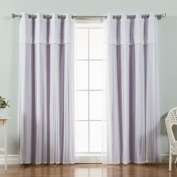 Best Home Fashion Mix &Amp; Match Tulle Blackout Curtain With Attached Valance - Set Of 4