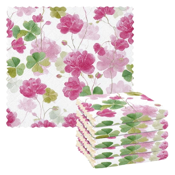 6 Pieces of Kitchen Towels 11x11Inch Kitchen Dish Cloths Kitchen Dish Towels Reuseable Cleaning Cloths Colorful Watercolor Roses