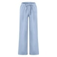 thumbnail image 4 of LISTHA Men'S Linen Pants Casual Loose Fit Trousers 2024 Oversized Beach Summer Pants Funny Multi Pocket Plain Baggy Pants Light Blue 5XL, 4 of 4
