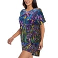 thumbnail image 2 of Fuzoiu Cosmic Purple Irises Print Women's Short-Sleeved Pajama Set,Lounge Sleepwear Set,Womens Pajama Sets 2 Piece,Button-Up Top and Shorts with Pockets-XX-Large, 2 of 7