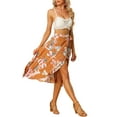 thumbnail image 2 of INSPIRE CHIC Women's Floral Tropical Boho Midi Wrap Skirt XL Orange, 2 of 6