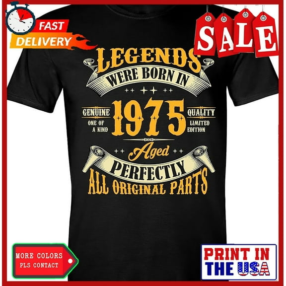Sam Soft 50Th Birthday T-Shirt For Men, Legends Were Born In 1975, Vintage 50 Years Old T