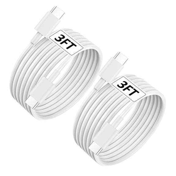Typpkmm 240W USB C Cable with USB C to USB C, C to C Cable Fast 3ft, White