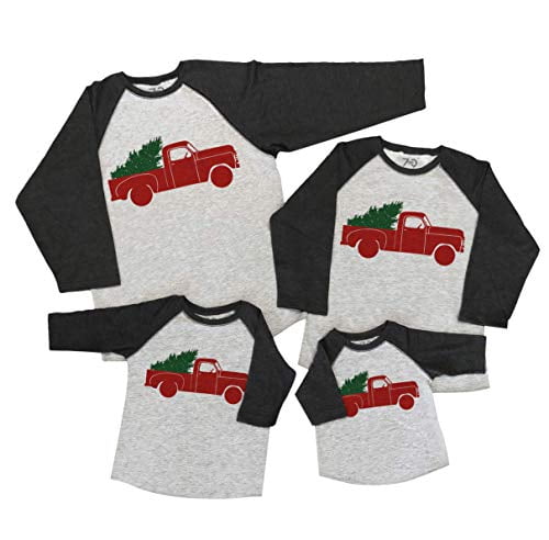 7 ate 9 Apparel Matching Family Christmas Shirts - Vintage Truck Grey Shirt 12 Months