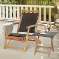 thumbnail image 2 of Costway 2PCS Patio Rattan Folding Lounge Chair Table Acacia Wood W/Retractable Footrest, 2 of 10