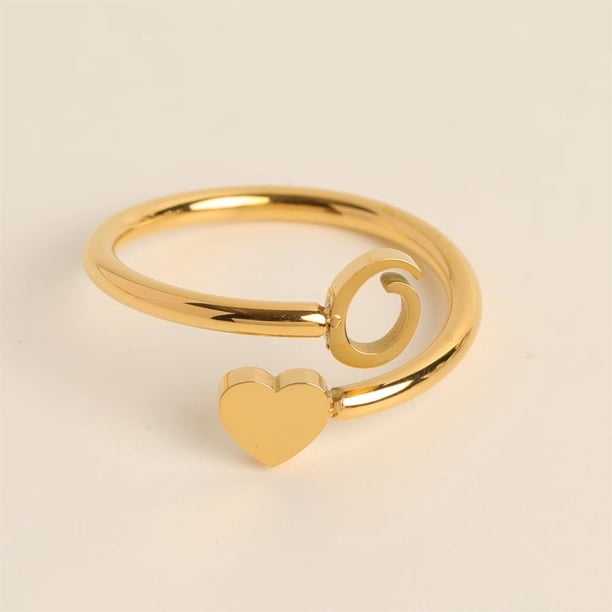 Xihbxyly Anillos de Inicial de Oro, Anillo Apilable con Letra Abierta, Joyería Ajustable con Alfabeto, Regalos Personalizados Únicos, Accesorio de Moda para Mujer, Perfecto para Mamá o Novia.