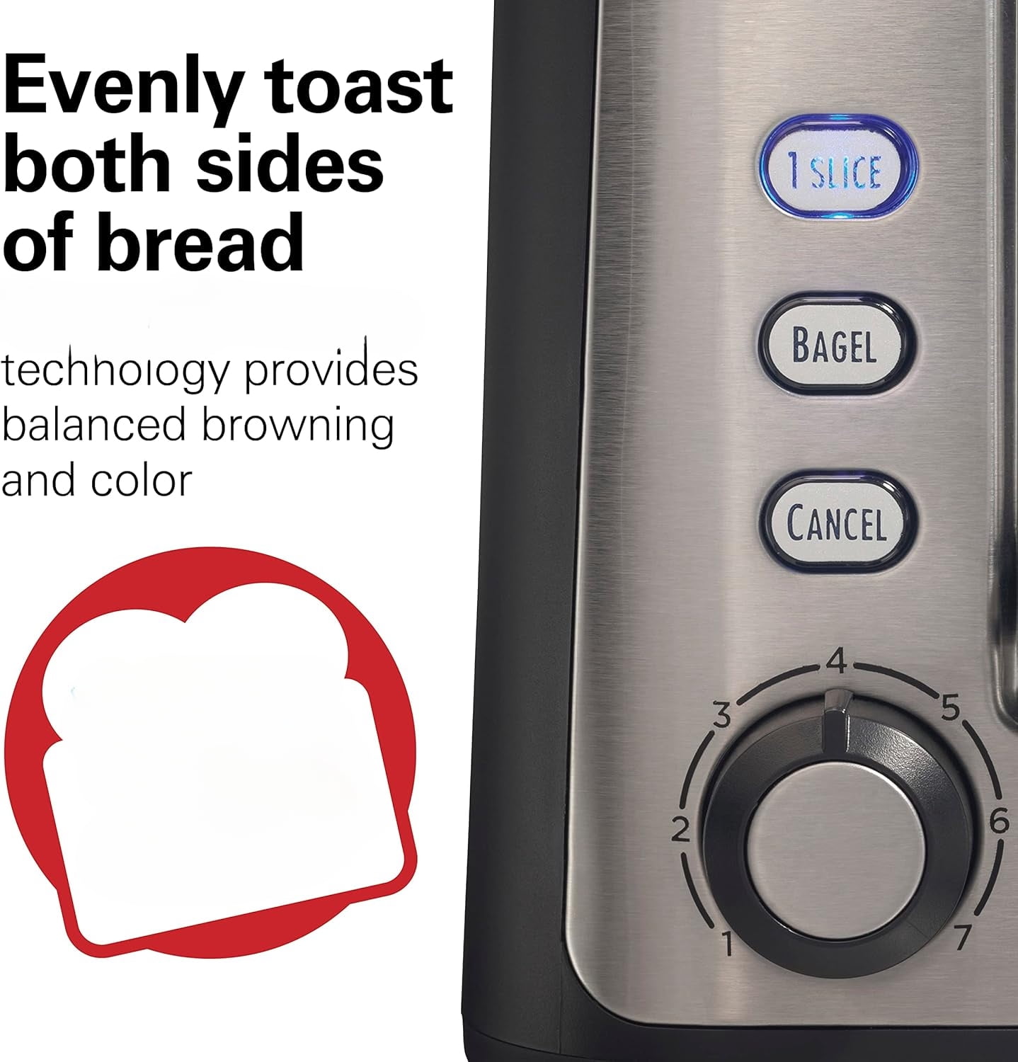 Gourmet 2 Slice Slot Toaster with Extra Long & Wide Slots, Sure-Toast Technology, Shade Selector, Bagel Setting, Matte Black and Stainless Steel (22996)
