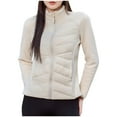thumbnail image 2 of Fall Outfits for Women 2025 Puffer Jacket Womens Solid Color Long Sleeved Zipper With Pocket Lightweight Cotton Jacket, 2 of 7