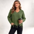 thumbnail image 6 of Fewfanhot Sweaters for Women Oversized Long Sleeve V Neck Ripped Cozy Warm Knitted Winter Pullover Sweaters, 6 of 8