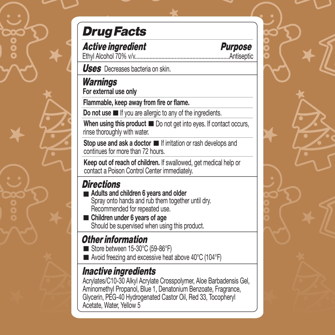 Smart Care Hand Sanitizer Spray, Gingerbread, 1.35 fl oz