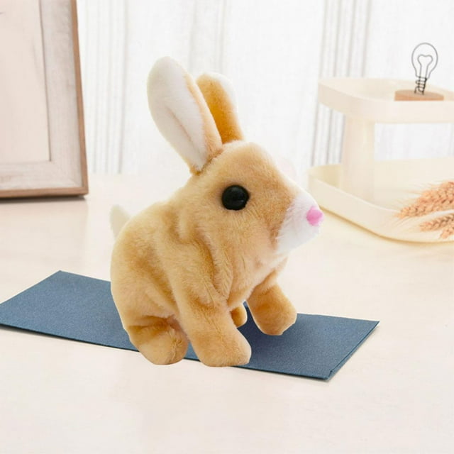 Flurfy Bunny Toy, pantalla de simulación inteligente adorable saltar eléctrico Flopsie Bunny Dolls Bunny para Pascua niñas Amarillo Yotijar Juguetes eléctricos de conejito