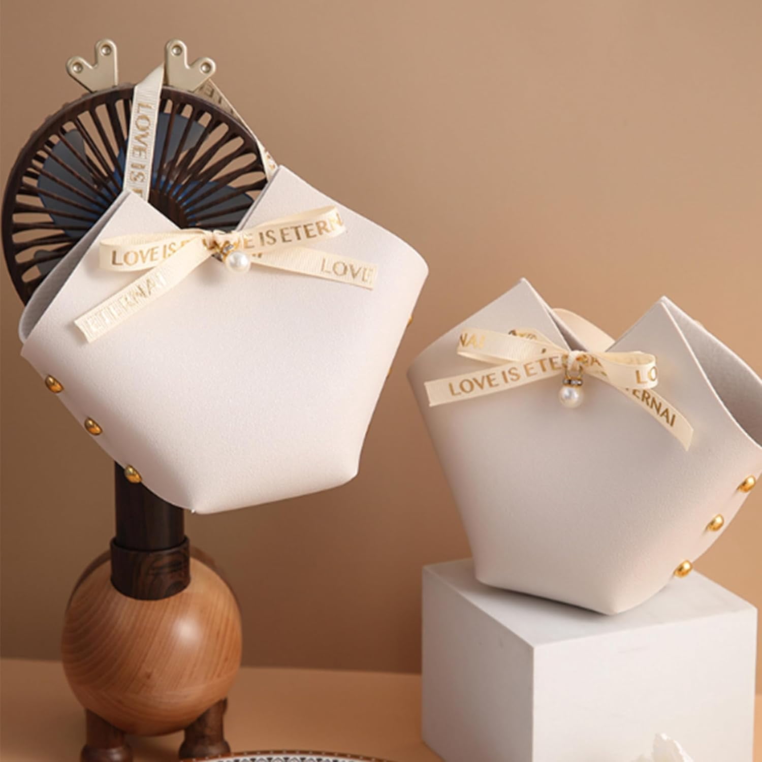 10 Pack Leather Bowknot Gift Boxes: Party Favor Bag Candy Gift Party Favor Boxes, Mini Gift Bags with Handles, Reusable Gift Bag for Baby Showers Wedding Christmas Party Valentines's Day (Rose Red)