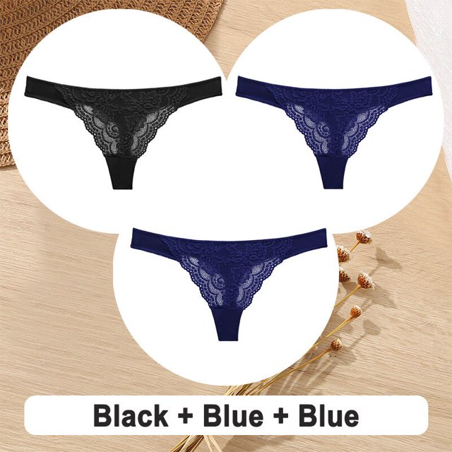 3PCS/Set Cotton G-String Women Panties Lace Underwear Female Lingerie Intimates Underpants Sexy Thong Panties for Girls Pantyspangjing