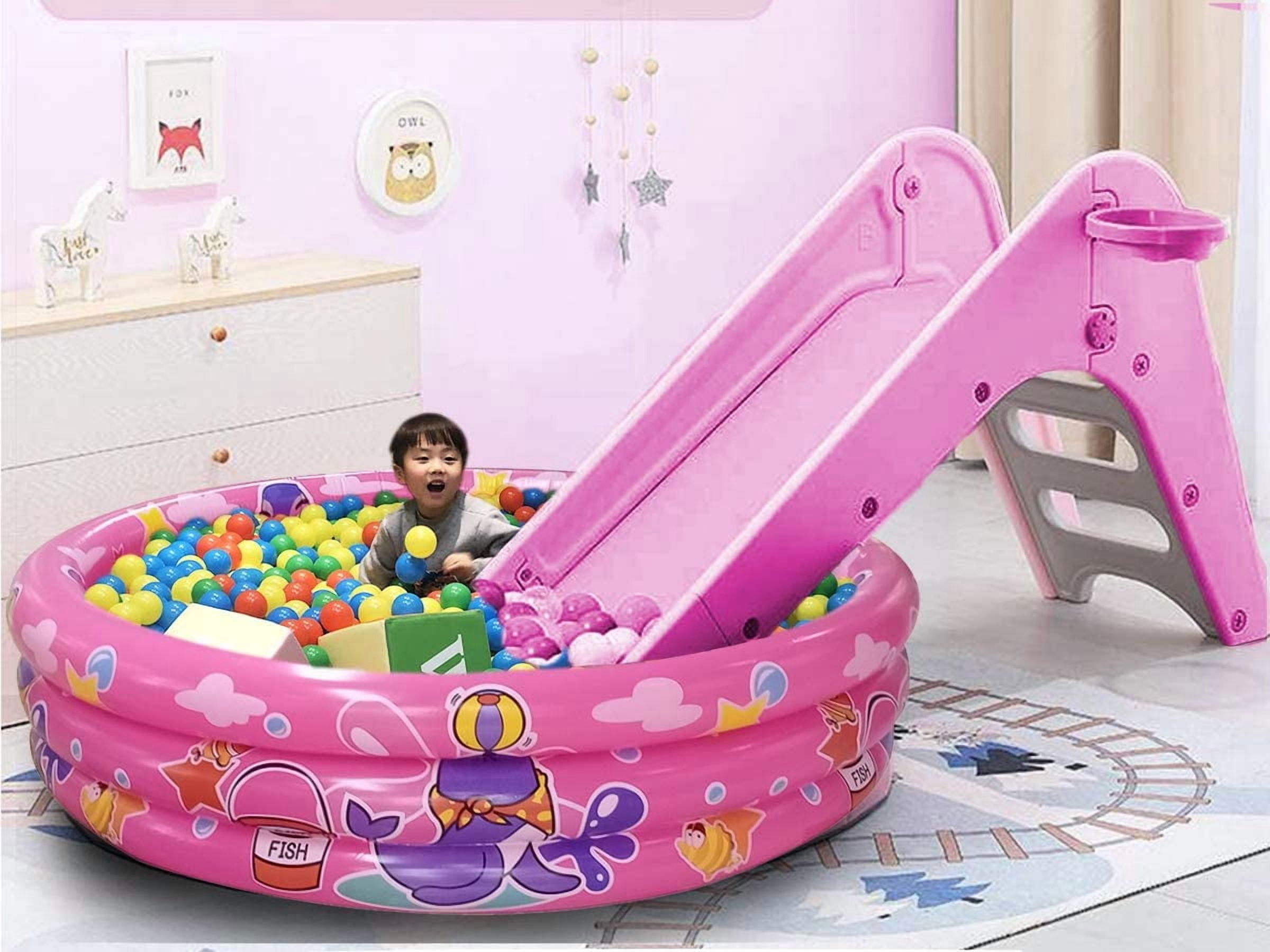 3 Rings Kiddie Pool for Toddler, 48”X12”，Kids Swimming Pool, Inflatable Baby Ball Pit Pool, Small Infant Pool (Blue)