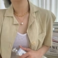thumbnail image 2 of Simple Big Pearl + Big Chain 18K Gold Plated Stainless Steel Necklace Set, 2 of 11
