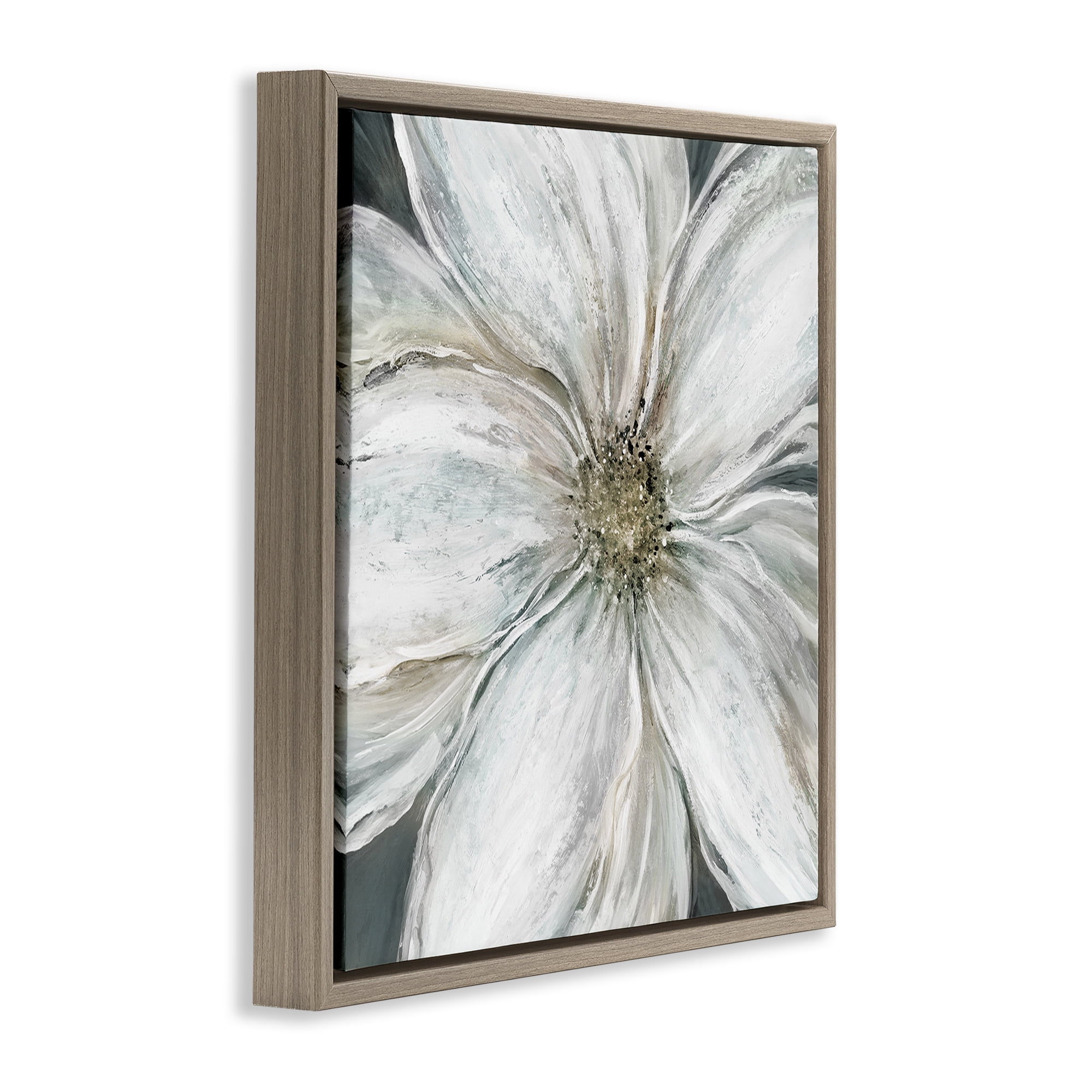 Stupell Industries Closeup Serene White Blossom Brown Framed Floater Canvas Wall Art, design by Carol Robinson