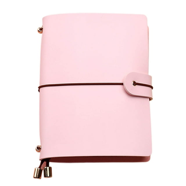 SLYNSHome Mini Journal Notebook,A6 Hardcover Leather Journals for Writing,Travel,Business,Work Portable Notebooks for Note Taking,Diary Notepad - Pink