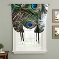 thumbnail image 2 of Peacock Feather Balloon Curtains for Living Room/French Door, Teal Blue Bird Feather Modern Art Printed Tie Up Curtains 63 Inch Length Energy Saving Kitchen Curtains Shades for Windows 42"x63", 2 of 8