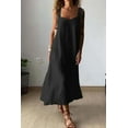 thumbnail image 2 of Chouyatou Women's Summer Spaghetti Strap Sleeveless Linen Overall Dress Casual A-Line Midi Long Beach Dress, 2 of 3