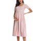 thumbnail image 2 of Lucakuins - Vestido de verano para mujer, informal, para embarazo, manga corta, cuello redondo, floral/rayado, para baby shower Lucakuins  moda, 2 of 7