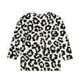 thumbnail image 4 of CLOISE Black Kids White T Shirt Girls Boys Youth 3/4 Sleeve Crew Neck Tops Leopard Print Outfits Fall Winter Clothes 3-12T, 4 of 5