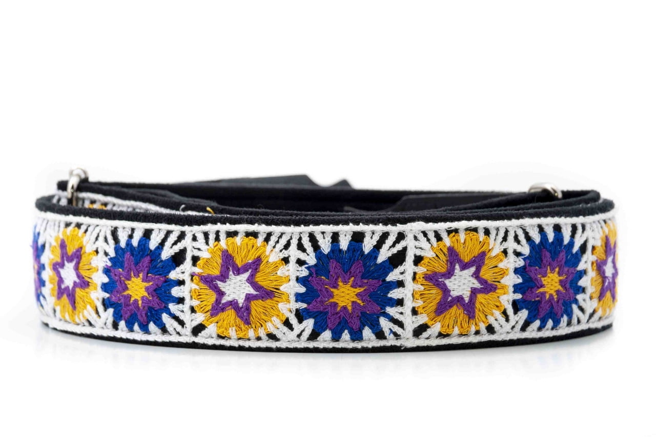 RightOn! Straps Crochet Guitar Strap | Vintage-Inspired Vegan Leather Strap - White