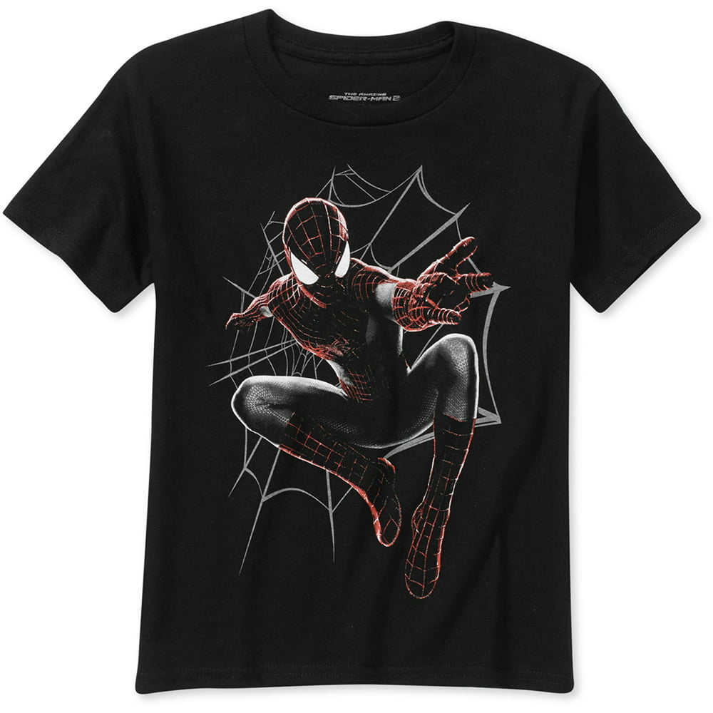 Spider-Man - Marvel Spiderman Black Shine Boys' Graphic Tee - Walmart.com - Walmart.com