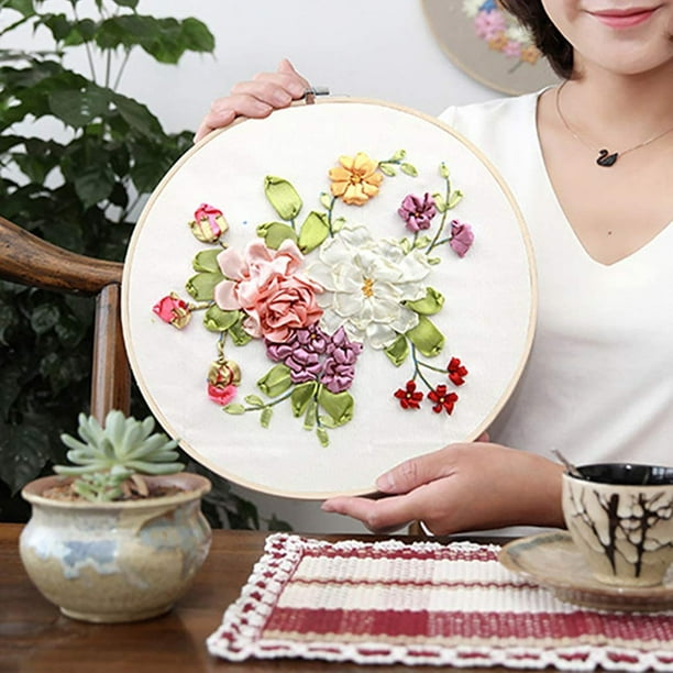 1Set Full Range Embroidery Starter Kit 35cm DIY Stamped Floral