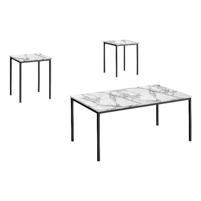 Pemberly Row Contemporary Coffee & End Table Set - 3pcs Set in Black Metal