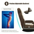 thumbnail image 6 of Costway 360-Degree Swivel Gaming Floor Chair with Foldable Adjustable Backrest Brown, 6 of 12