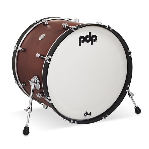 PDP Concept Classic 16x22 Ox Blood Stain Kick Drum with Ebony Stain Hoops