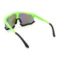 thumbnail image 4 of Large Coverage Mirror Lens Shield Curved Wrap Sport Sunglasses Green Black - Teal Mirror, 4 of 4