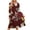 Wine Dress for Women _i, variant on HAPIMO Round Neck Floral Print Pleated Dress Women Casual Dress for Daily Wear Wine L