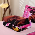 thumbnail image 5 of Homewish Chic Black Girls Zipper Twin Comforter Sets with Fitted Sheet and 2 Pillowcases,Cute 3D Pink Loves Glitter Print Zipper Bedding Set For Kids,Pink Reversible,4-Piece, 5 of 7