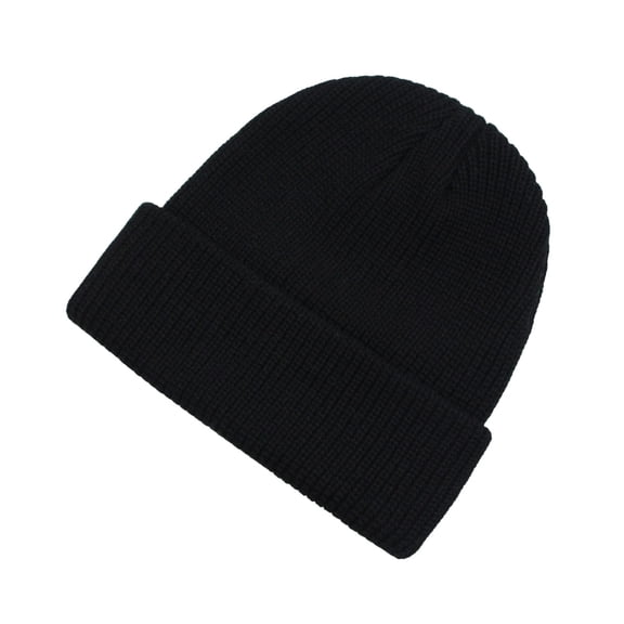 AJGRHE Classic Double Layer Knit Beanie Hat Warm Thick Acrylic Winter Hats Daily Beanies Watch Hat for Men Women Black One Size